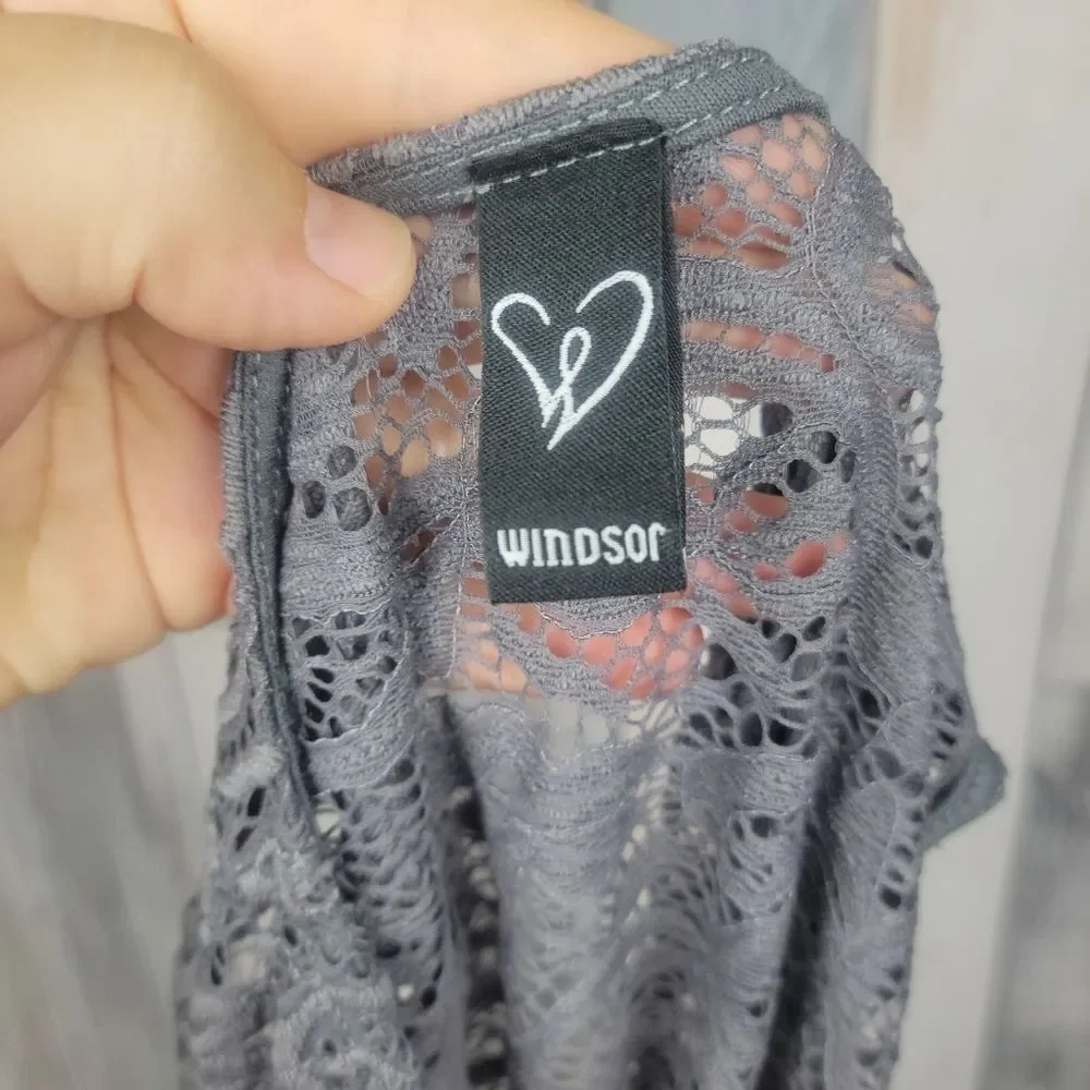 Windsor Gray Pink Floral Embroidered One Piece Lingerie Size Small